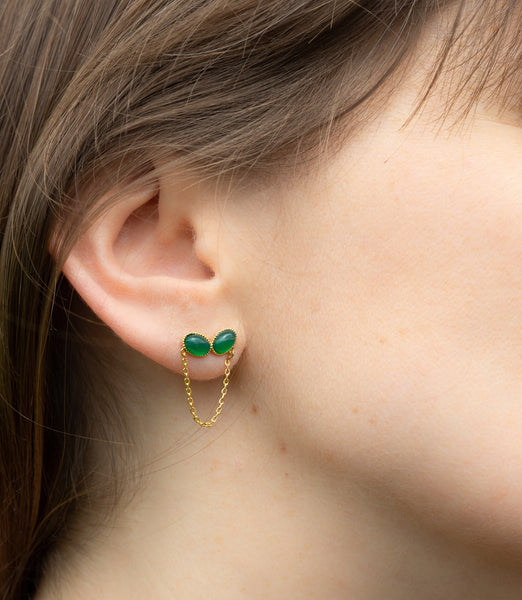 Boucles d'oreilles agate verte Audrey Langlois