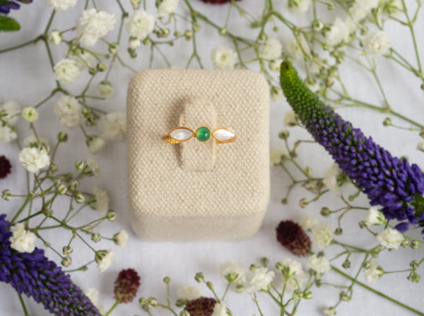 Bague Sophia nacre et agate verte